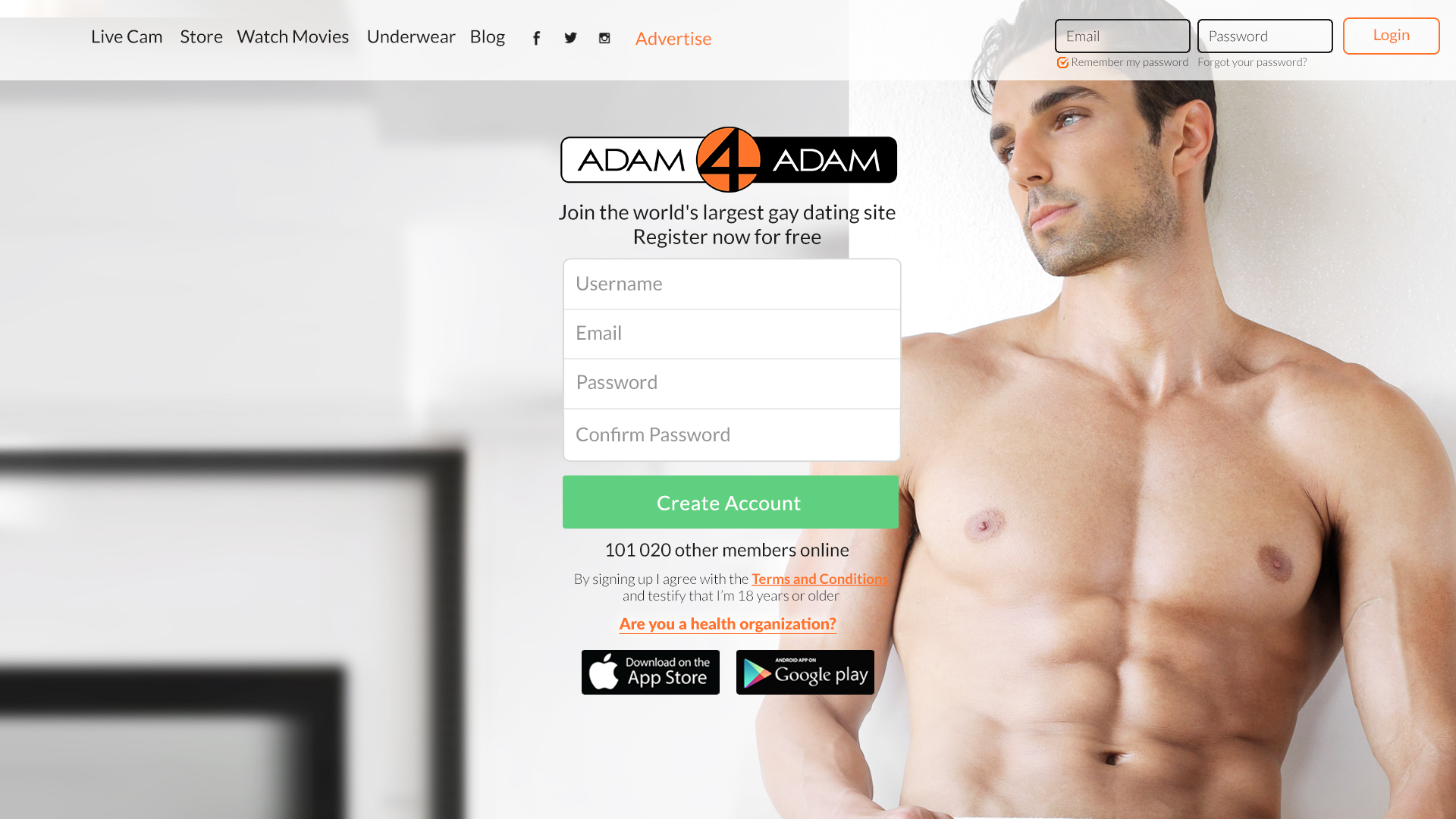 To sign up for Adam4Adam, visit Adam4Adam.com. 